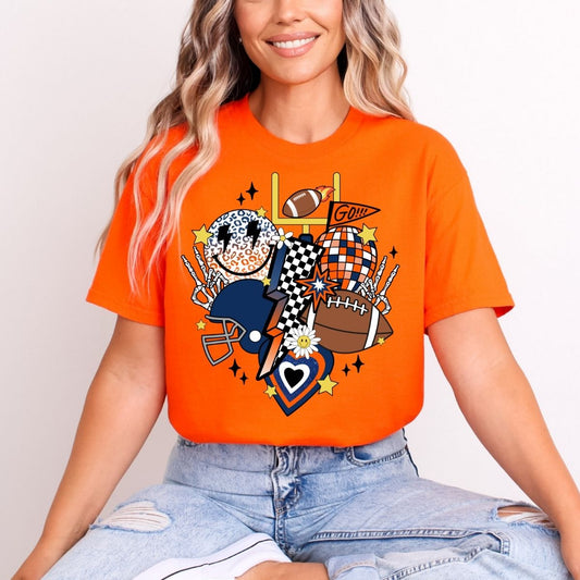 RETRO FOOTBALL *ORANGE & NAVY* - DTF TRANSFER