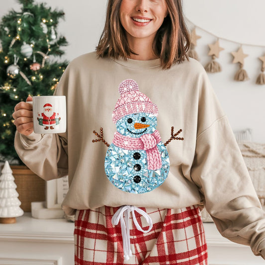 RHINESTONE PINK SNOWGIRLY *FAUX RHINESTONES* - DTF TRANSFER