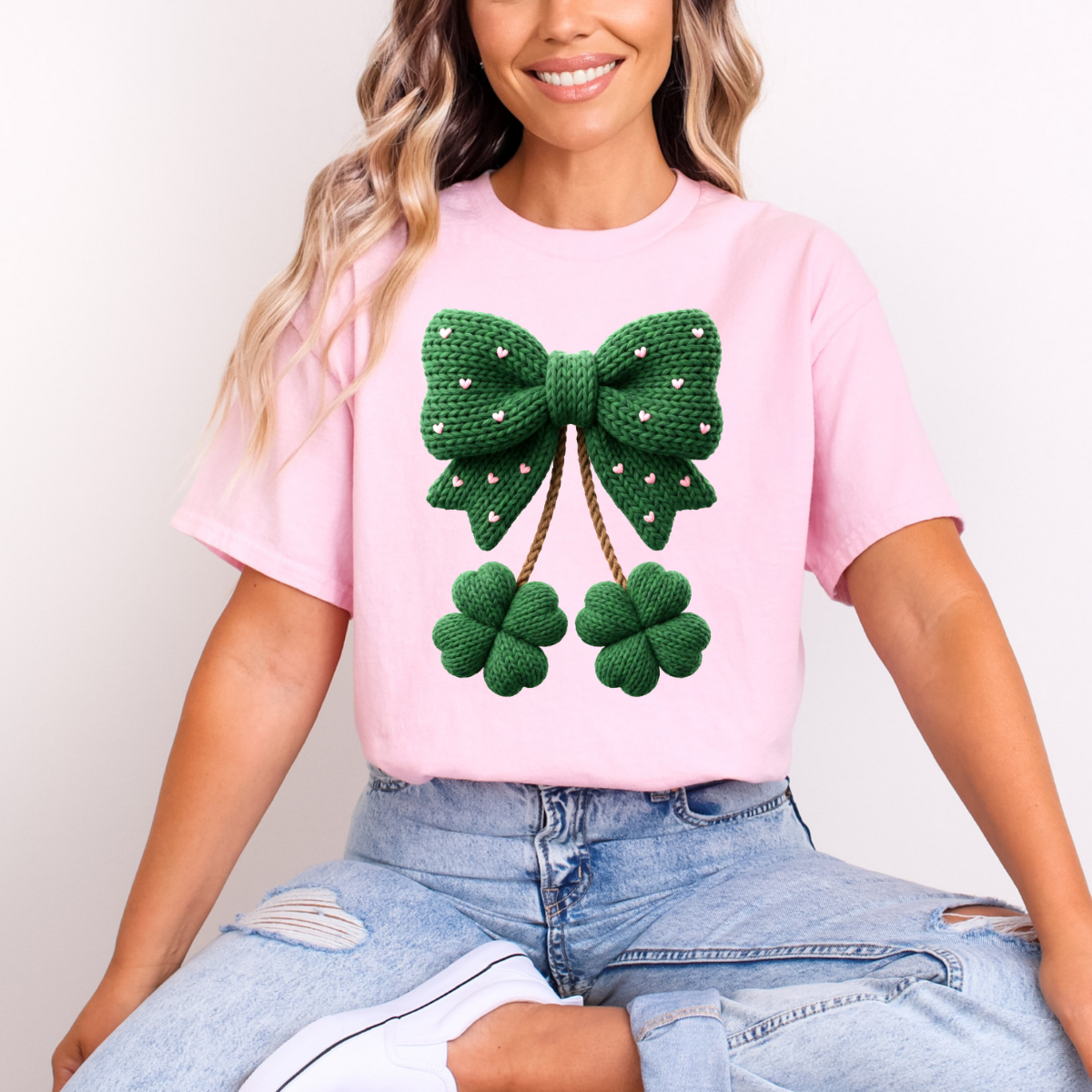 COQUETTE 4 LEAF CLOVERS *FAUX YARN* - DTF TRANSFER