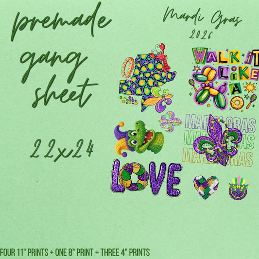 MARDI GRAS - 22X24 - PREMADE GANG SHEET