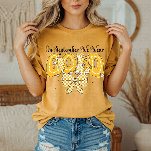 COQUETTE IN SEPTEMBER WE WEAR GOLD - DTF TRANSFER