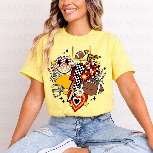 RETRO FOOTBALL *GOLD & RED* - DTF TRANSFER