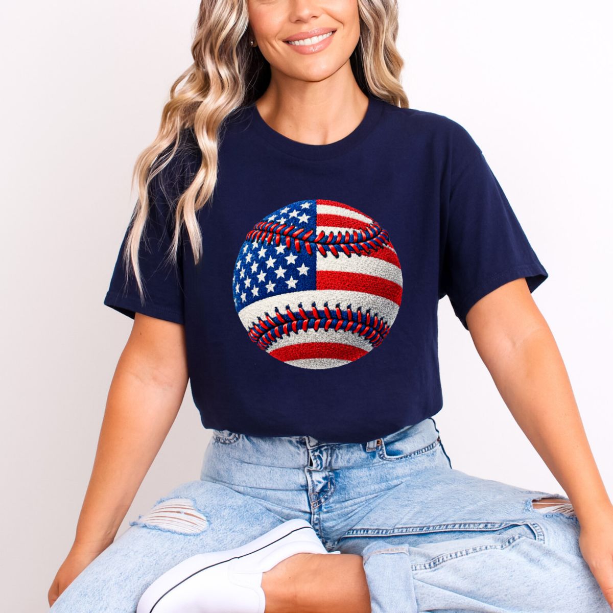 PATRIOTIC BASEBALL - DTF TRANSFER