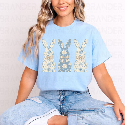 COQUETTE BLUE FLOWER BUNNIES - DTF TRANSFER