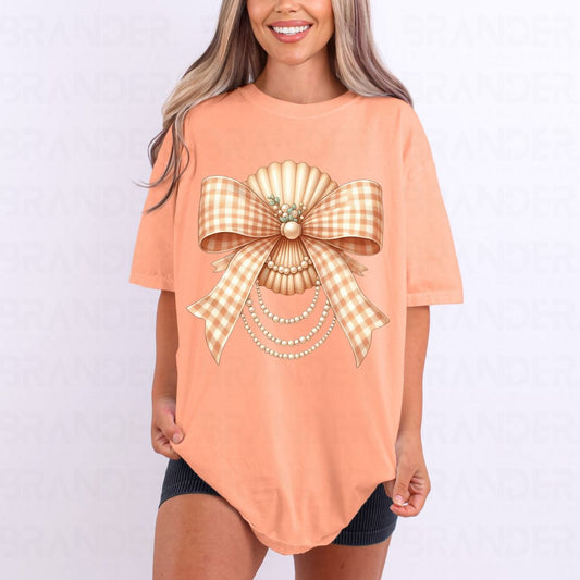 COQUETTE CLAM SHELL WITH PEARLS - DTF TRANSFER