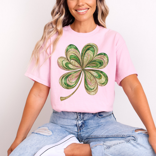 4 LEAF CLOVER *FAUX GLITTER* - DTF TRANSFER