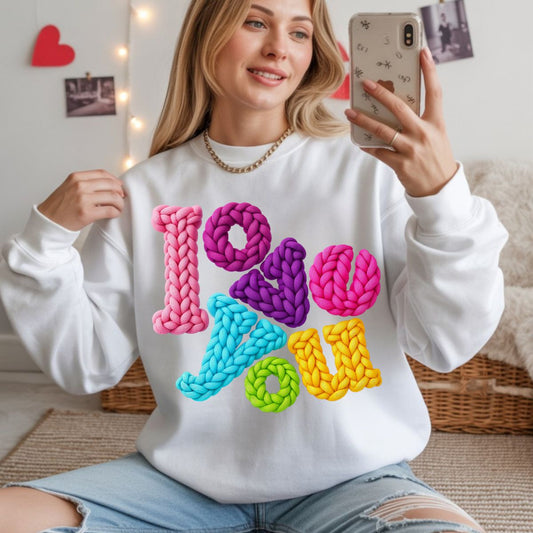 LOVE YOU *FAUX YARN* - DTF TRANSFER