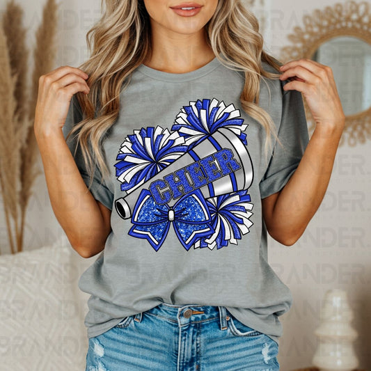 COQUETTE CHEER *BLUE W/FAUX GLITTER* - DTF TRANSFER