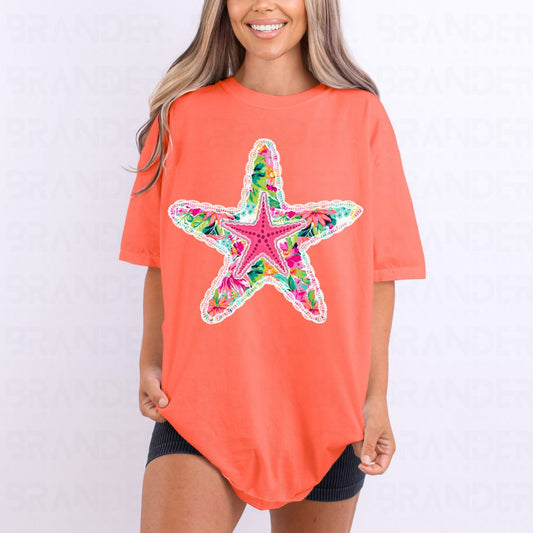 PREPPY FLORAL STARFISH - DTF TRANSFER