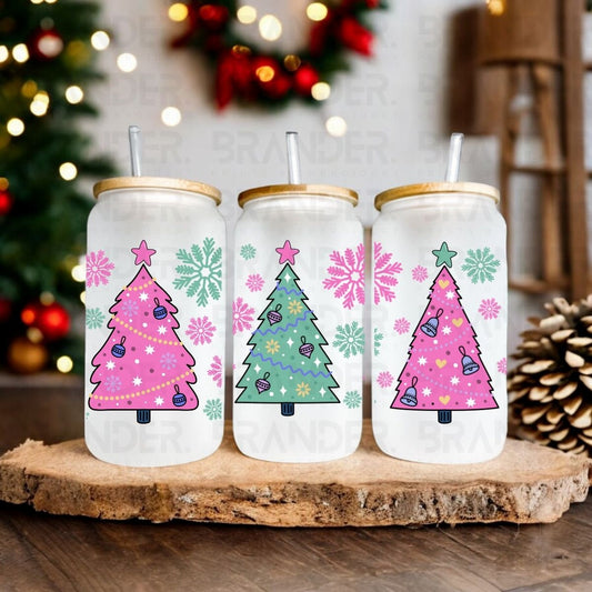 CHRISTMAS TREES AND SNOWFLAKES - 16 OZ - UVDTF