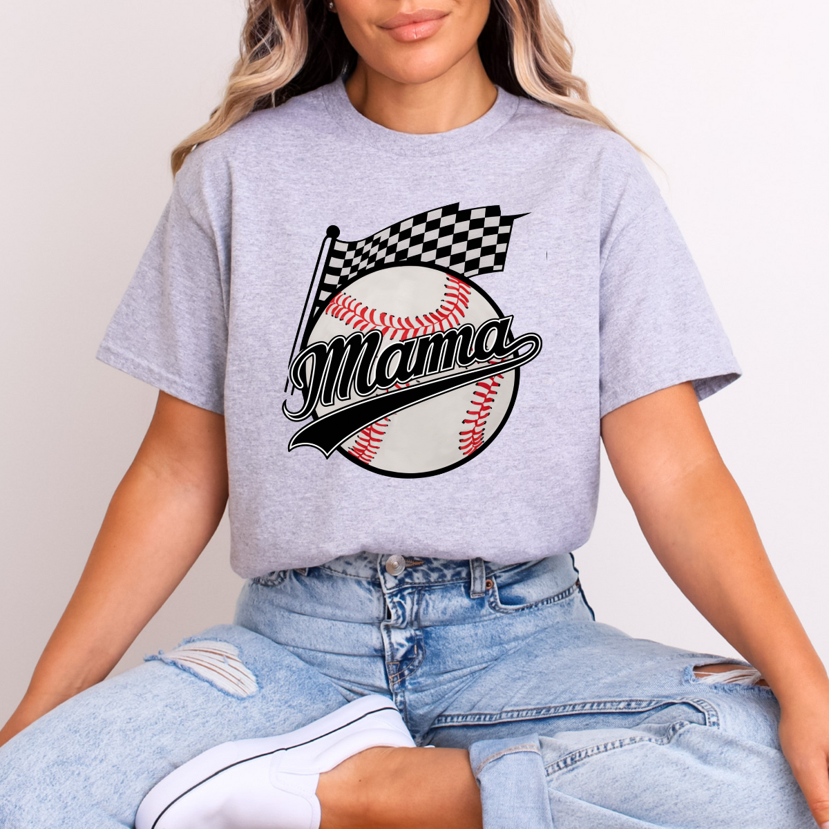 CHECKERED FLAG BASEBALL MAMA - DTF TRANSFER