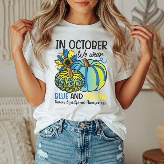 IN OCTOBER WE WEAR BLUE AND YELLOW - DTF TRANSFER