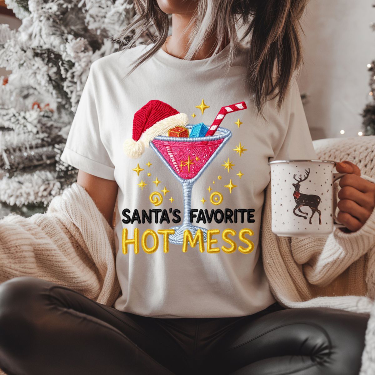 SANTA'S FAVORITE HOT MESS *FAUX YARN* - DTF TRANSFER