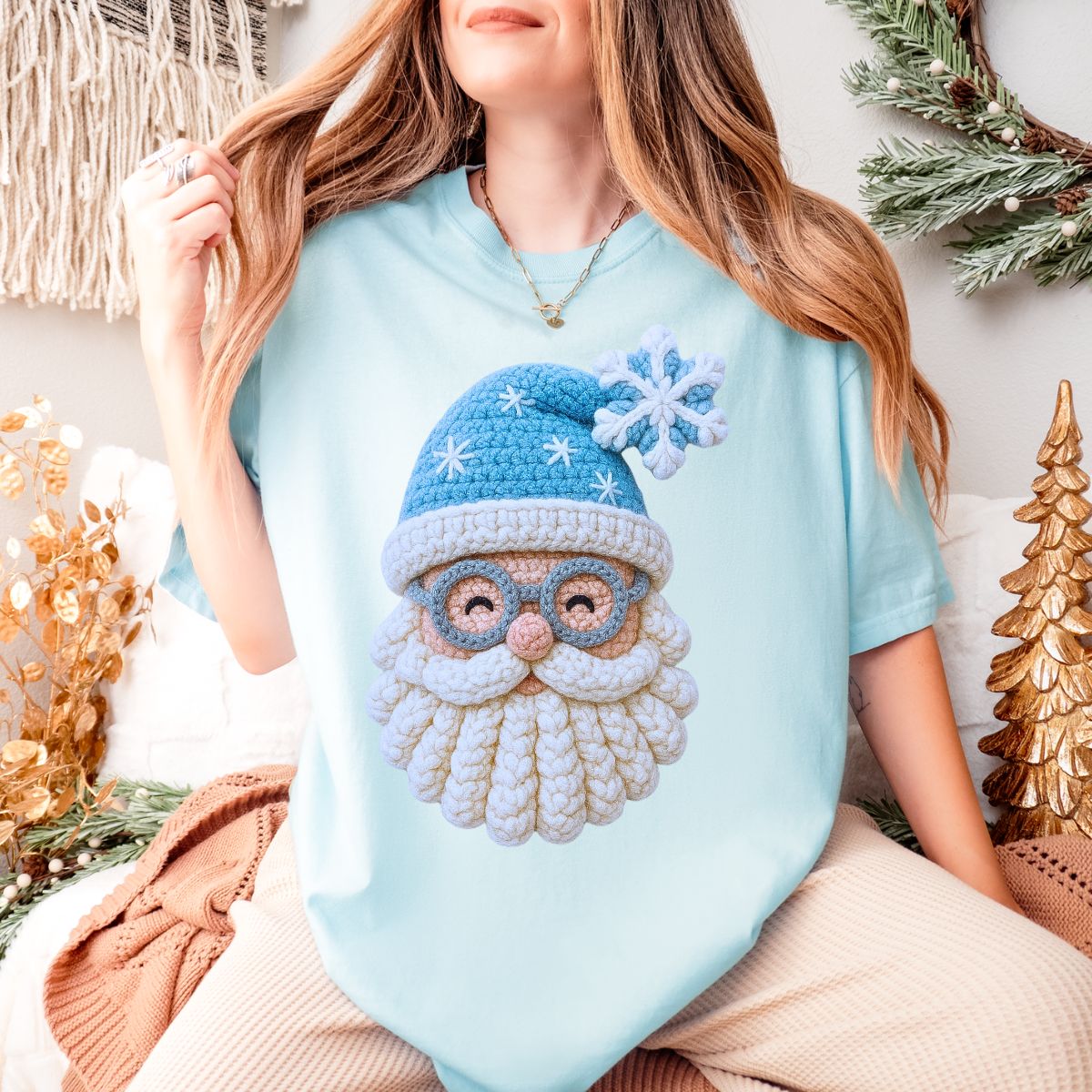 BLUE SANTA *FAUX YARN* - DTF TRANSFER