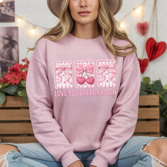 COQUETTE LOVE YOU CHERRY MUCH *FAUX YARN* - COMPLETED TEE