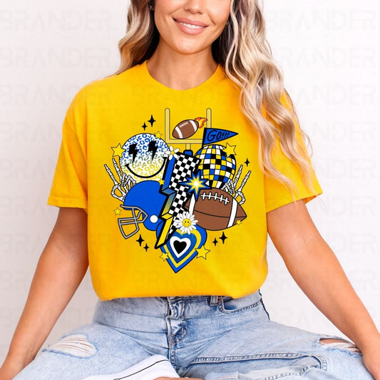 RETRO FOOTBALL *YELLOW & BLUE* - DTF TRANSFER