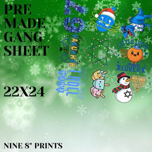 KIDS HANUKKAH - 22X24 - PREMADE GANG SHEET