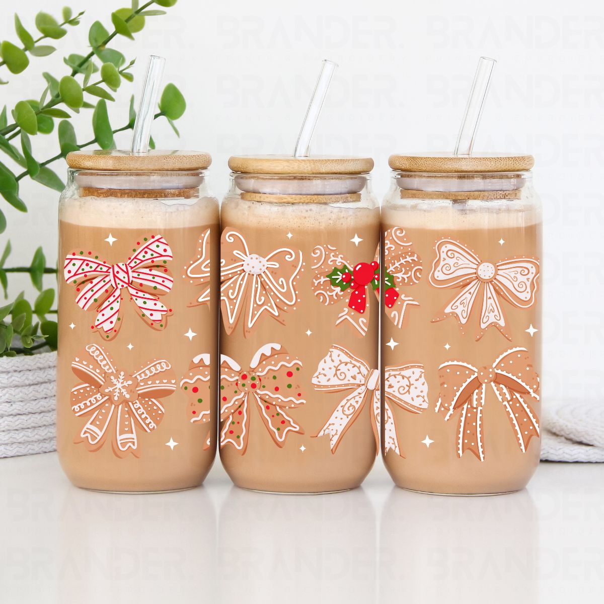 COQUETTE CHRISTMAS COOKIE BOWS - 16 OZ - UV DTF