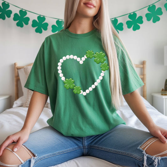LUCKY HEART *FAUX PEARL* - COMPLETED TEE