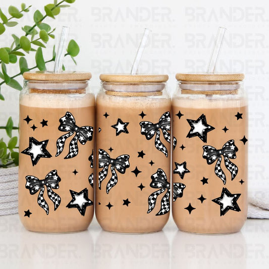 COQUETTE CHECKERED BOWS AND STARS - 16 OZ - UV DTF