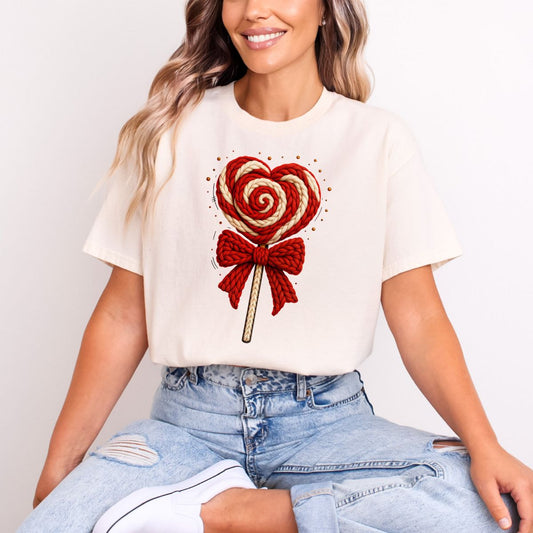 COQUETTE VALENTINES DAY LOLLIPOP *FAUX YARN* - DTF TRANSFER