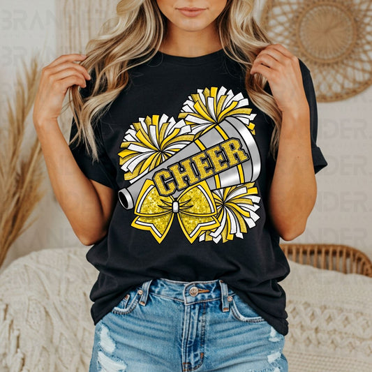 COQUETTE CHEER *YELLOW W/FAUX GLITTER* - DTF TRANSFER
