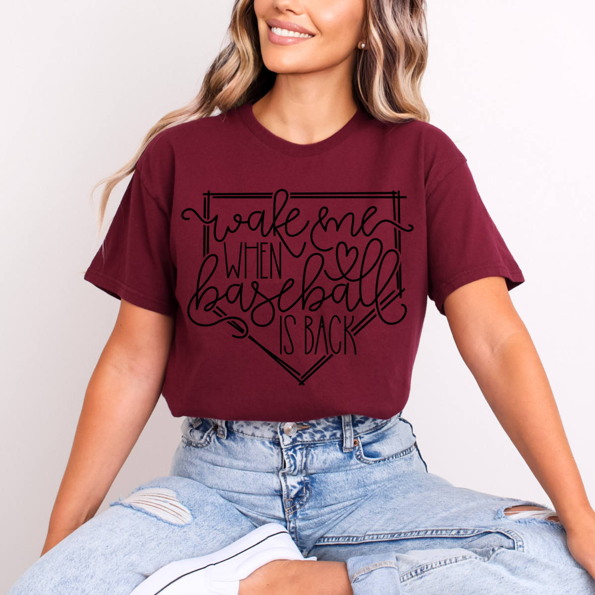 WAKE ME UP WHEN BASEBALL IS BACK *BLACK TEXT* - DTF TRANSFER