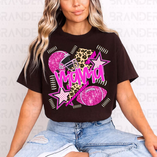 FOOTBALL MAMA *FAUX GLITTER* - DTF TRANSFER