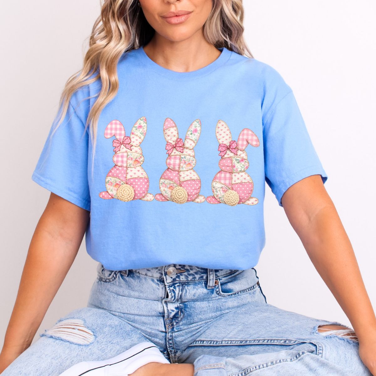 COQUETTE PATCHWORK BUNNY TRIO - DTF TRANSFER