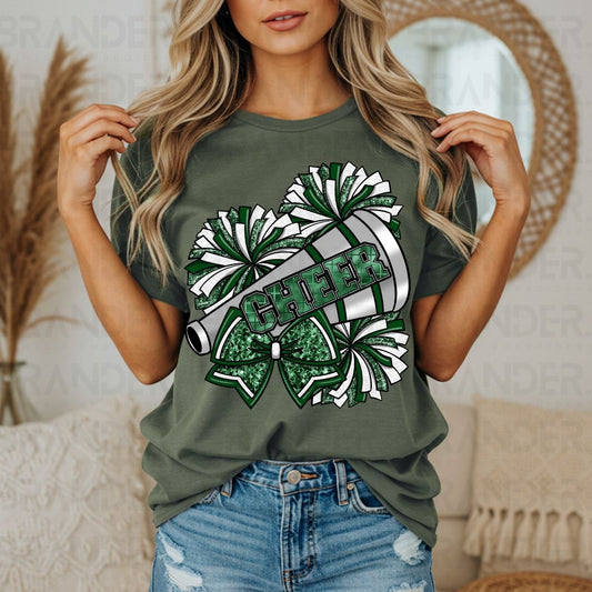 COQUETTE CHEER *GREEN W/FAUX GLITTER* - DTF TRANSFER