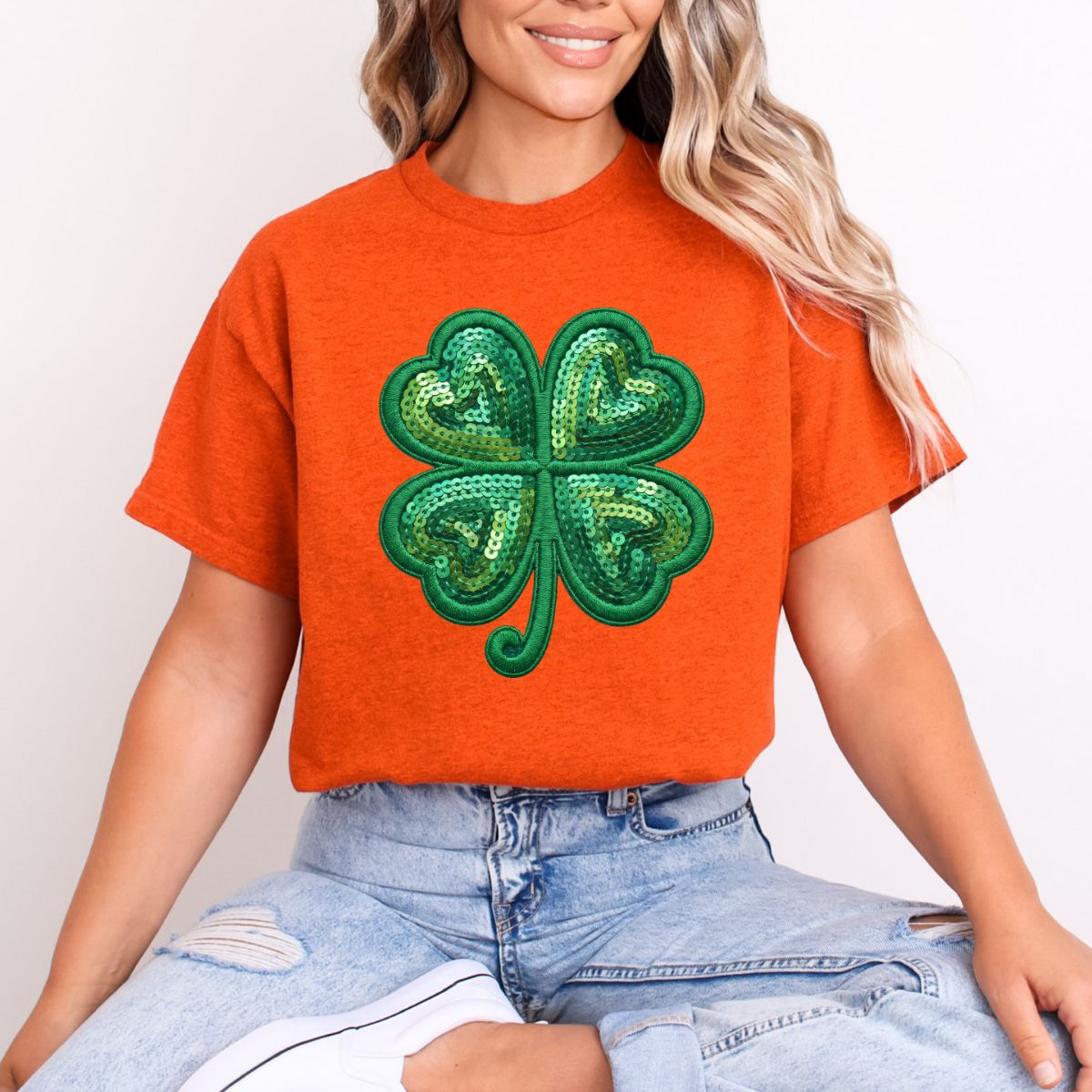 4 LEAF CLOVER *FAUX SEQUIN* - DTF TRANSFER