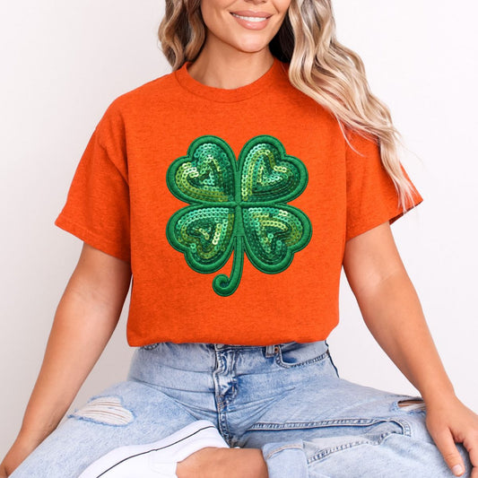 4 LEAF CLOVER *FAUX SEQUIN* - DTF TRANSFER