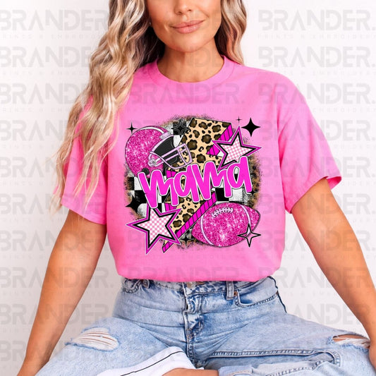 FOOTBALL MAMA *FAUX GLITTER* - DTF TRANSFER