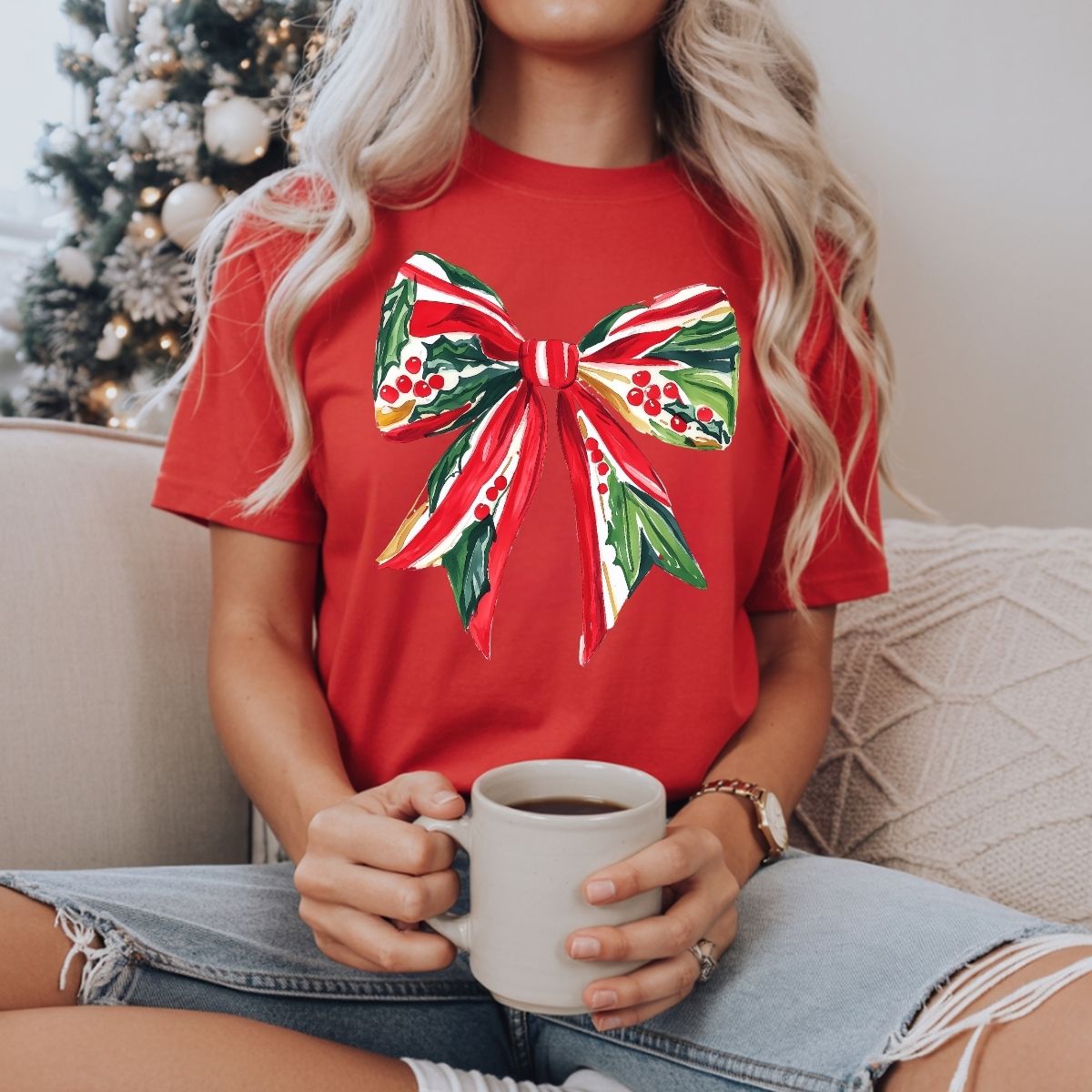 COQUETTE RED HOLLY BOW - DTF TRANSFER