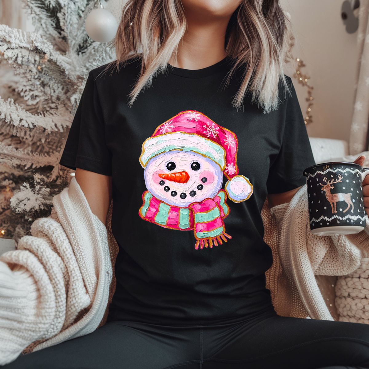 HAND PAINTED SNOWMAN - DTF TRANSFER