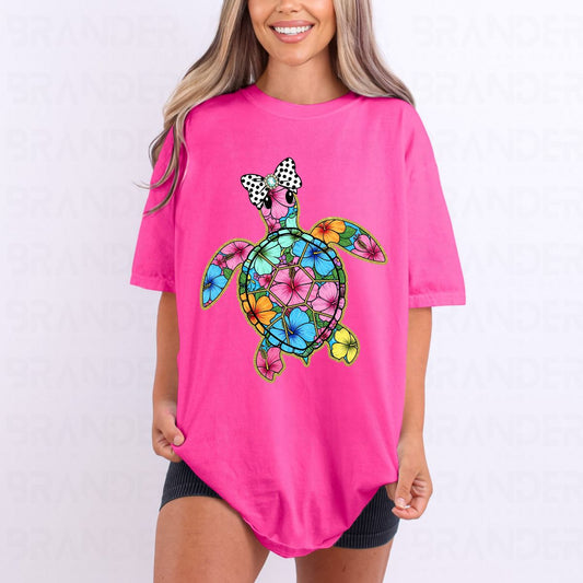 COQUETTE FLORAL SEA TURTLE - DTF TRANSFER
