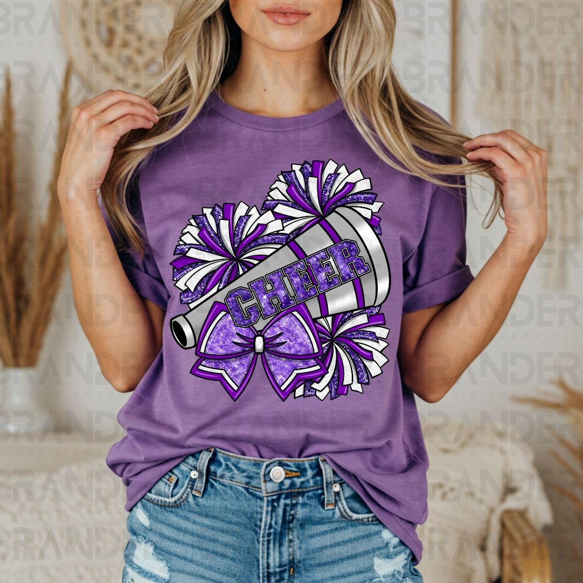 COQUETTE CHEER *PURPLE W/FAUX GLITTER* - DTF TRANSFER