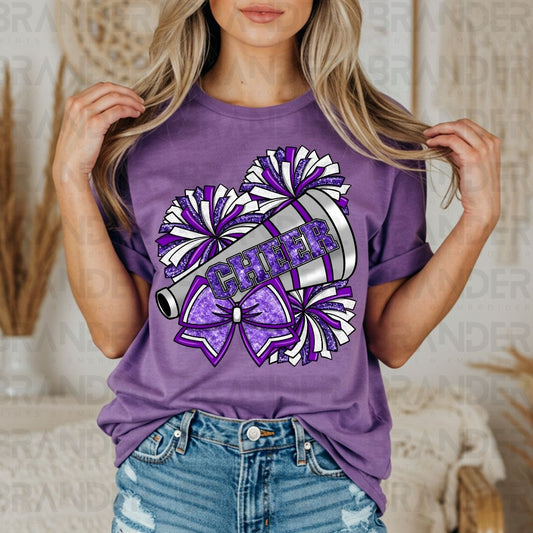 COQUETTE CHEER *PURPLE W/FAUX GLITTER* - DTF TRANSFER