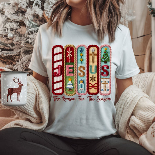 JESUS THE REASON FOR THE SEASON *FAUX YARN* - DTF TRANSFER