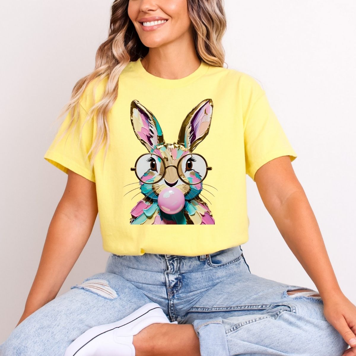 PAINTED BUBBLE GUM BUNNY - DTF TRANSFER