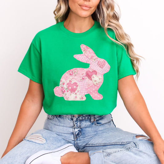 PATCHWORK PINK BUNNY - DTF TRANSFER