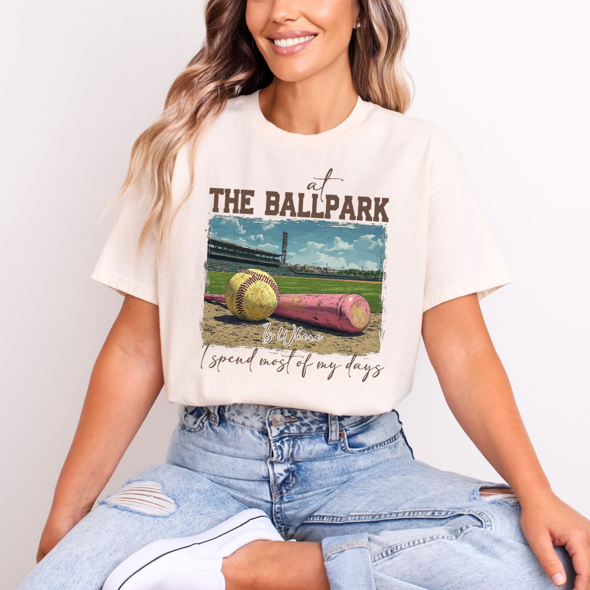 AT THE BALLPARK I SPEND MOST OF MY DAYS - DTF TRANSFER
