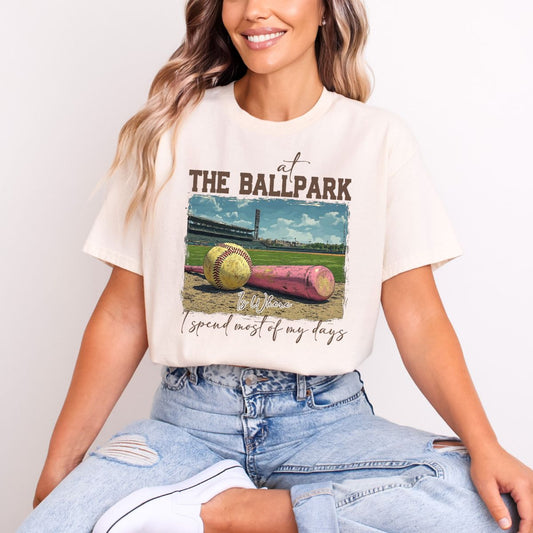 AT THE BALLPARK I SPEND MOST OF MY DAYS - DTF TRANSFER