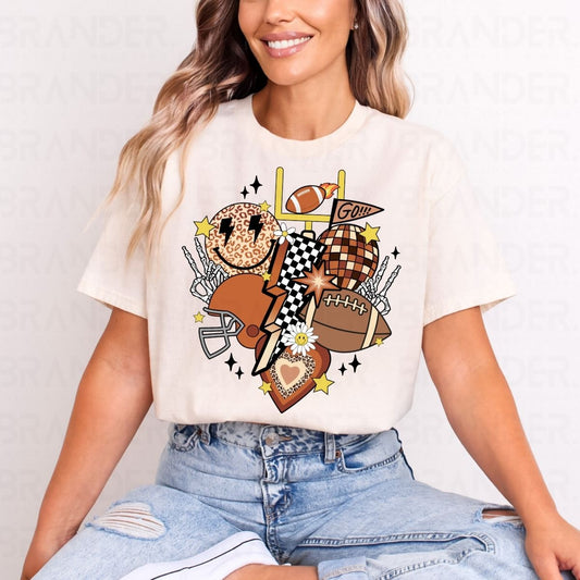 RETRO FOOTBALL *BROWN & TAN* - DTF TRANSFER