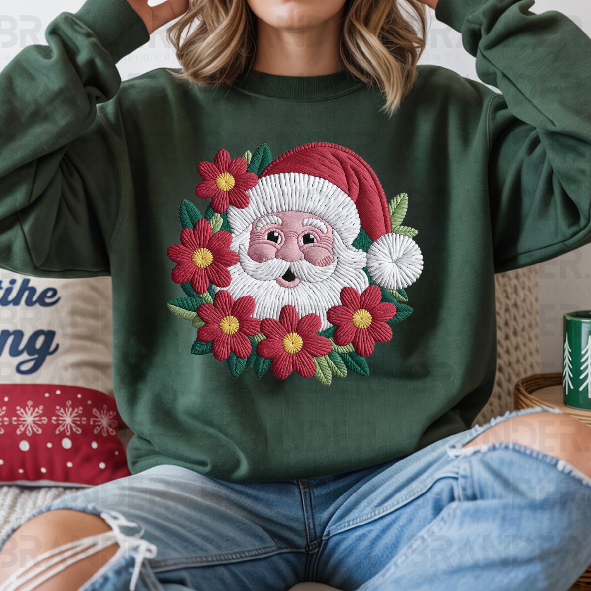 FLORAL VINTAGE SANTA - COMPLETED TEE