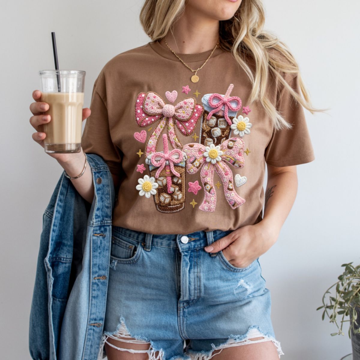 COQUETTE ICED COFFEE *FAUX YARN* - COMPLETED TEE