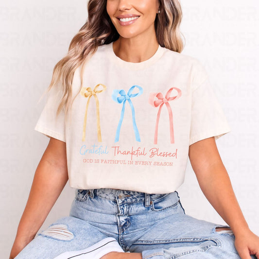 COQUETTE GRATEFUL THANKFUL BLESSED - COMPLETED TEE