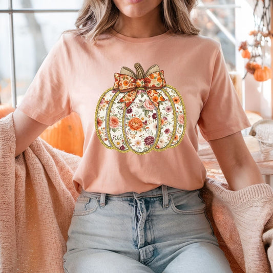 COQUETTE FALL FLORAL PUMPKIN - DTF TRANSFER