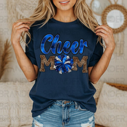 CHEER MOM *NAVY W/FAUX GLITTER* - DTF TRANSFER