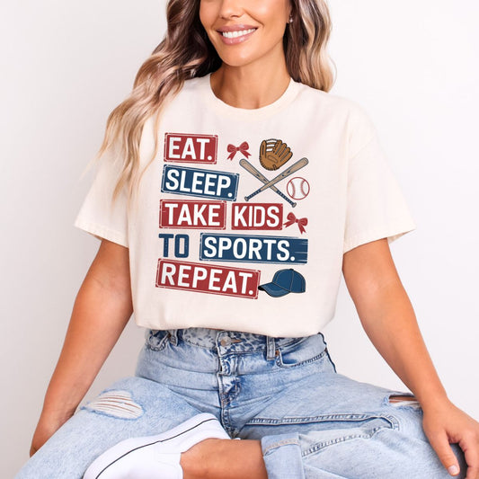 COQUETTE EAT SLEEP TAKE KIDS TO SPORTS REPEAT - DTF TRANSFER